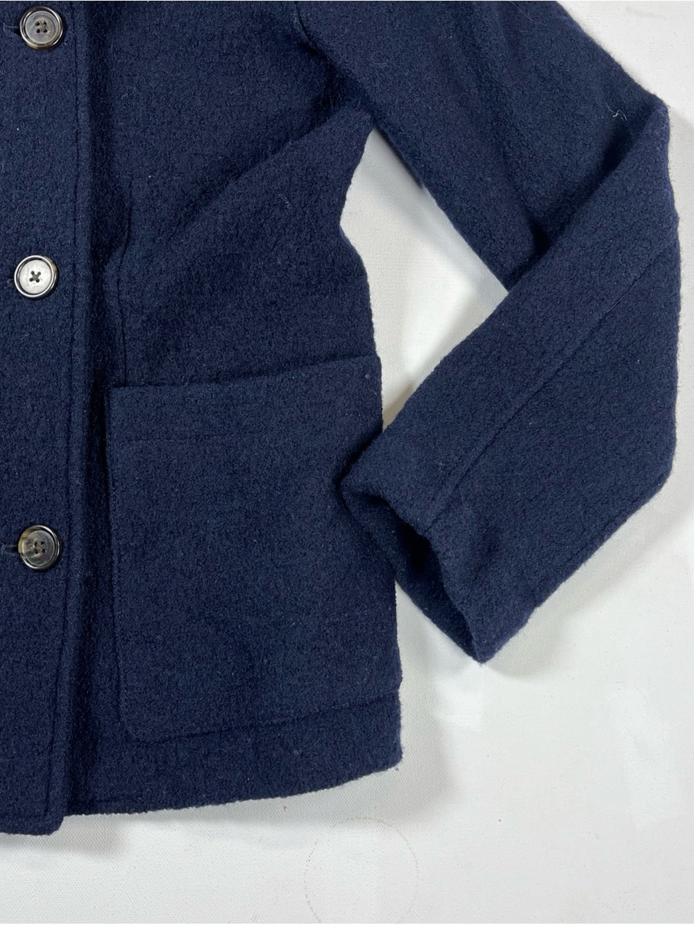 J Crew Italian Boiled Wool Jacket Pea Coat Navy Blue Pockets Button Up Women’s 4 - Picture 7 of 13